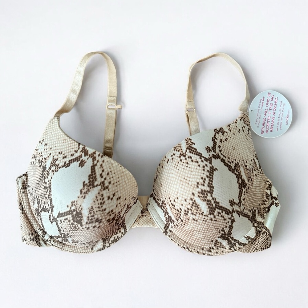 Snake Print Bra with Adjustable Straps convertible Racerback hook NWT Undies 36C
